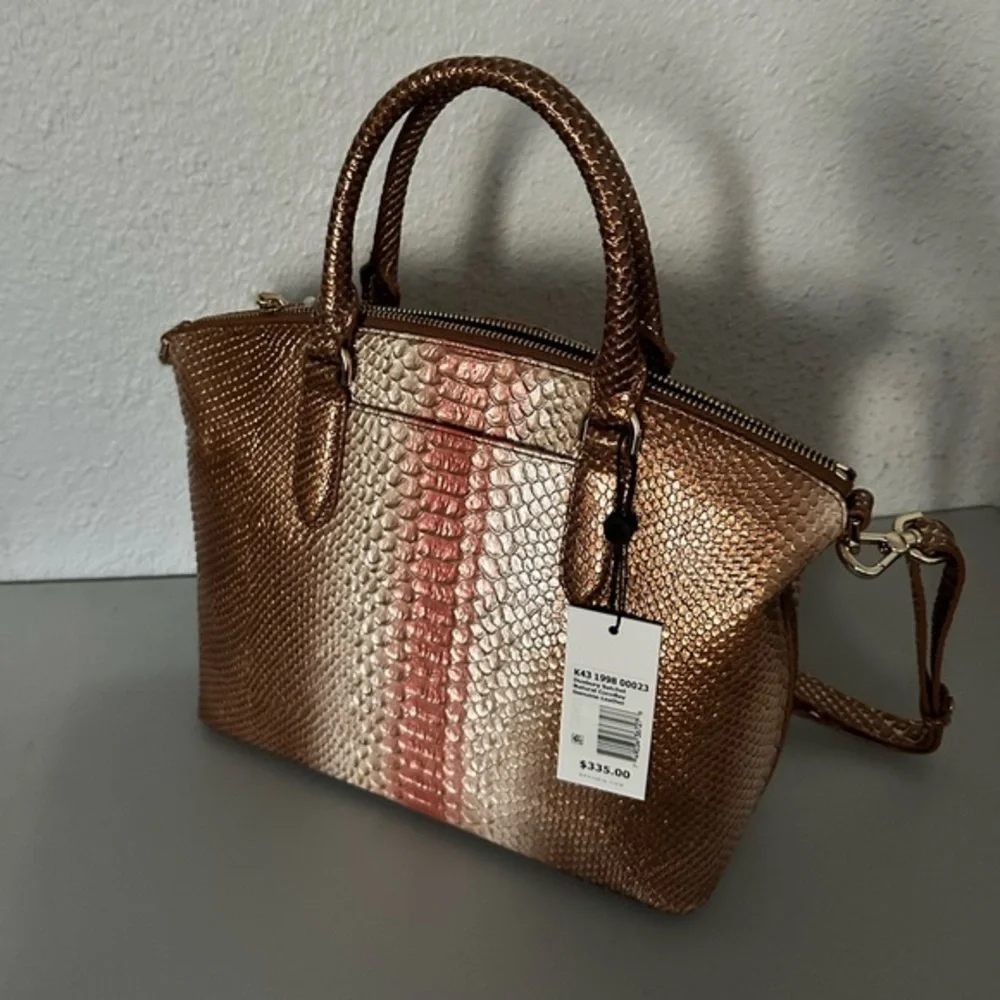 NWT‎ BRAHMIN DUXBURY SATCHEL CROC-EMBOSSED LEATHER SHOULDER BAG